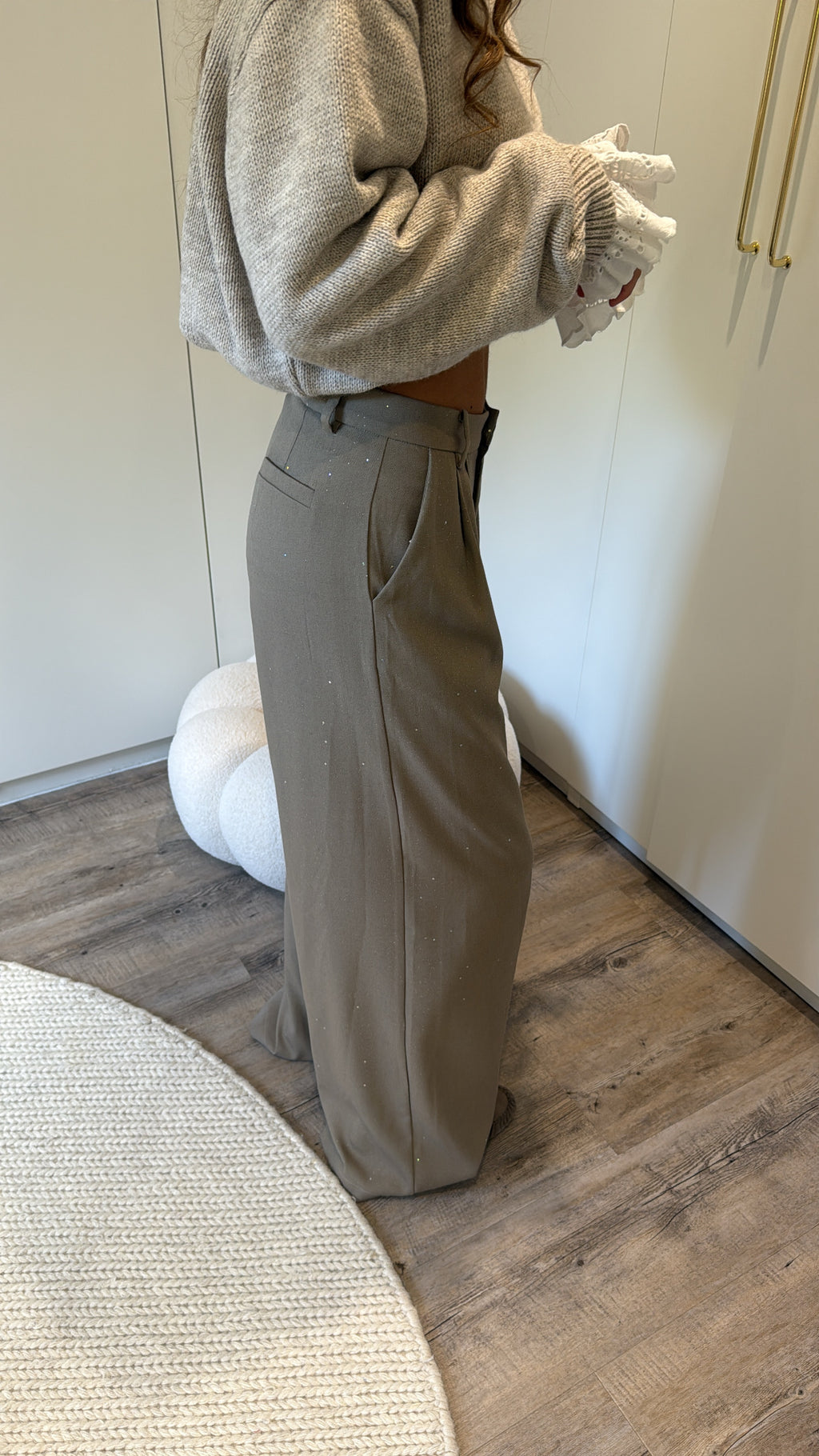 Pantalon avec des Strass Taupe