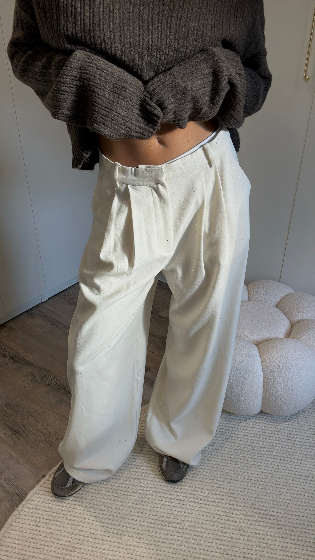 Pantalon avec des Strass Blanc