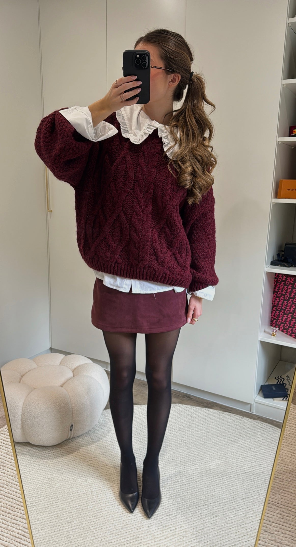 Pull bordeaux en laine