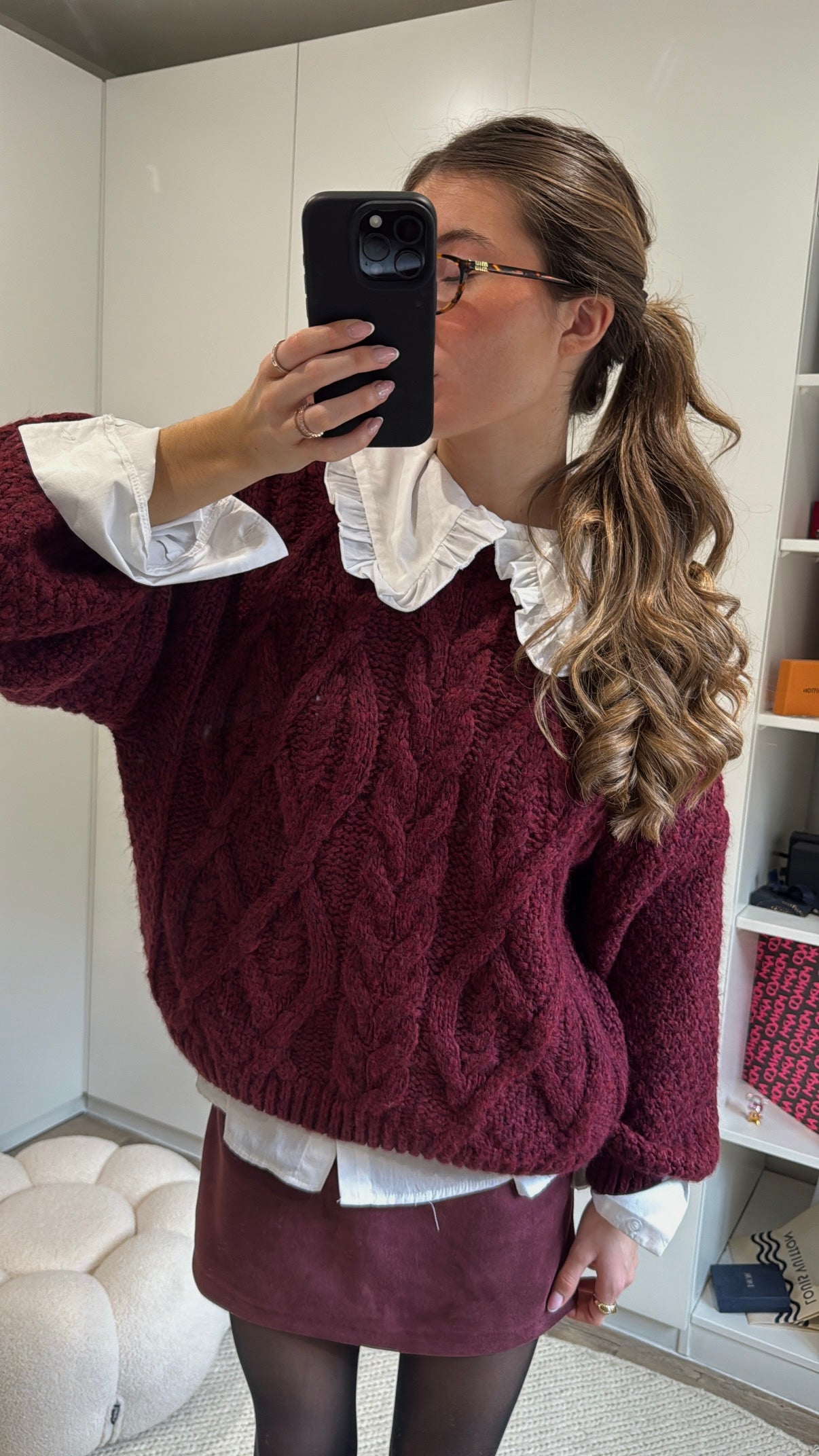 Pull bordeaux en laine