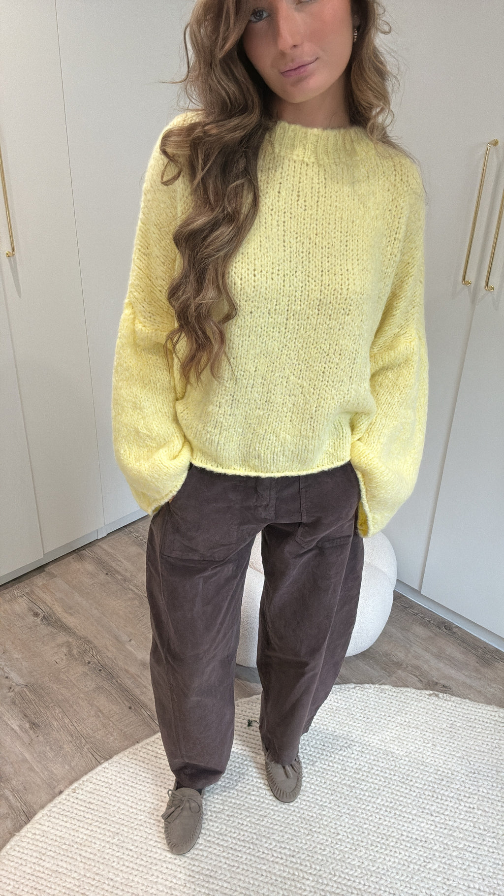 Pull jaune Oversize en laine & mohair.