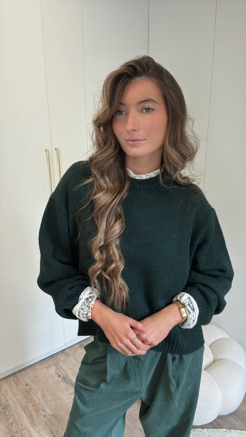 Pull à col Rond Vert