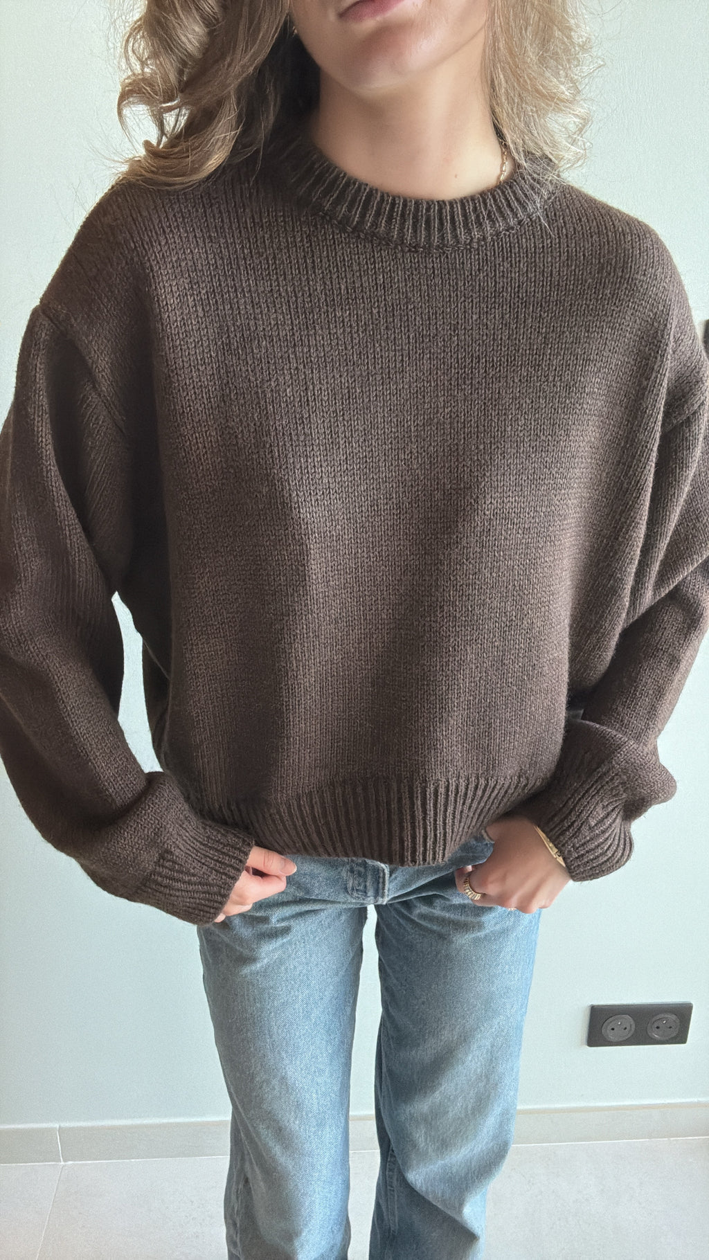 Pull à Col rond Brun