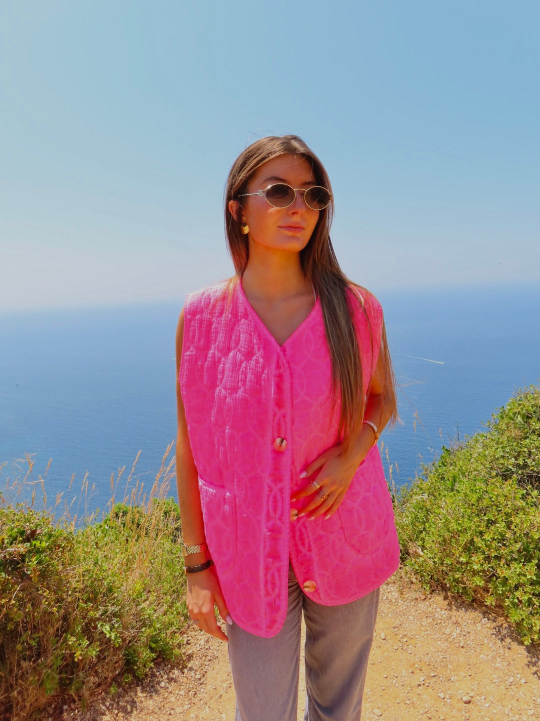 Gilet sans manches fuchsia