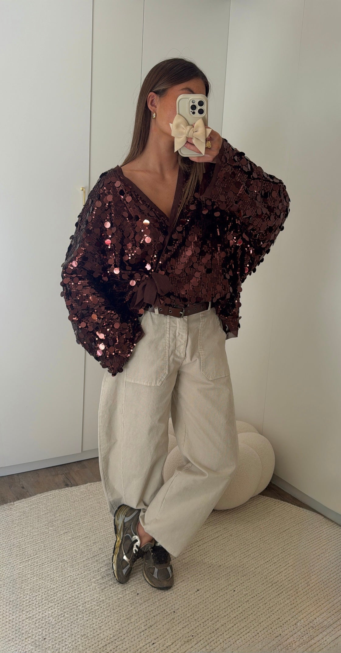 Cardigan paillettes chocolat