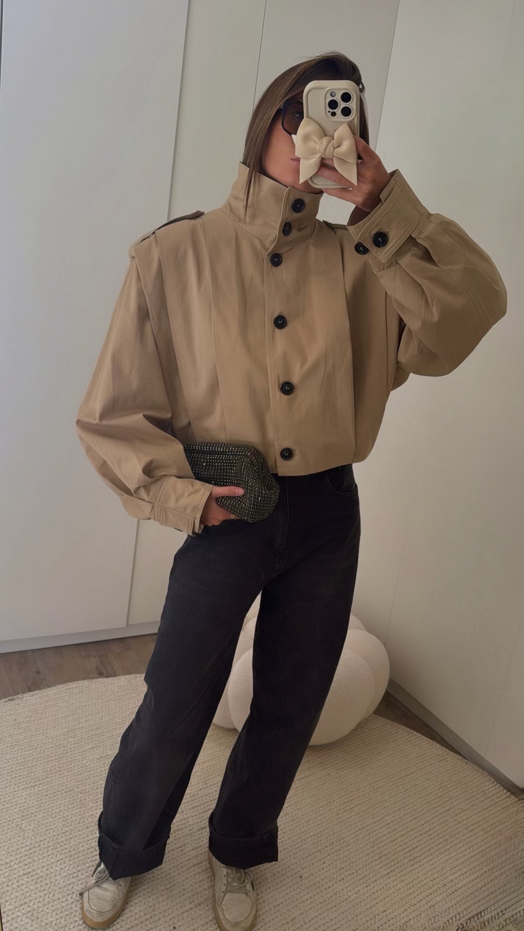 Veste courte struturée avec col montant