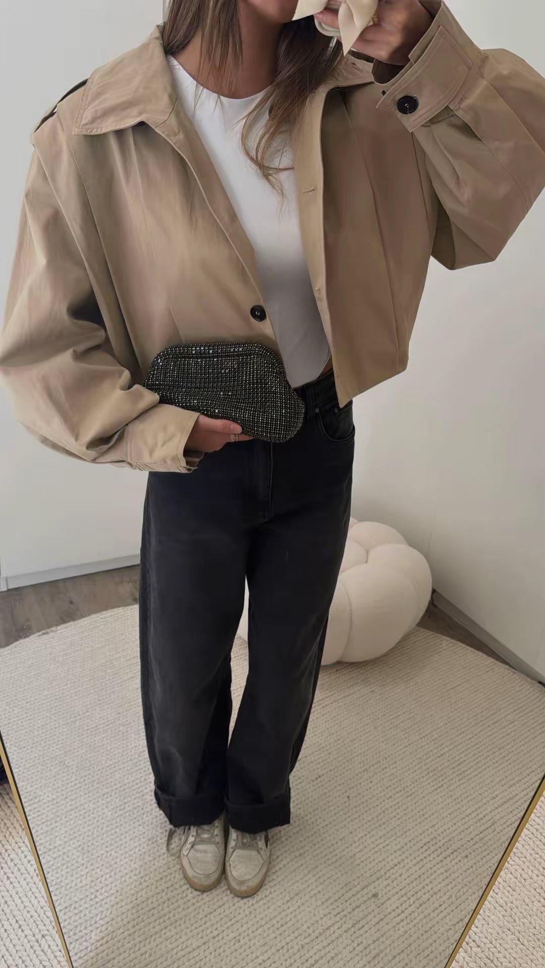 Veste courte struturée avec col montant