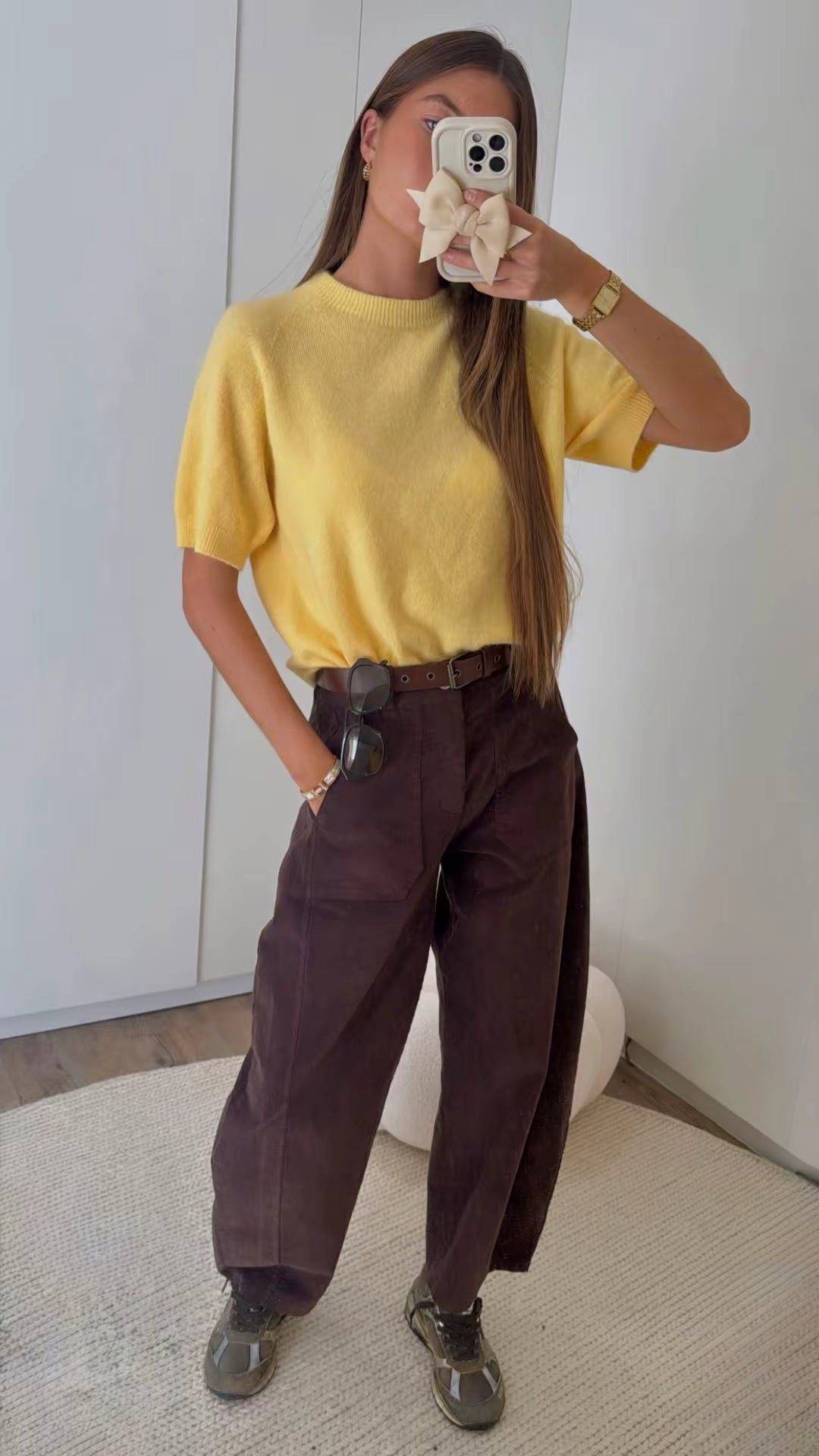 Pantalon marron effet daim