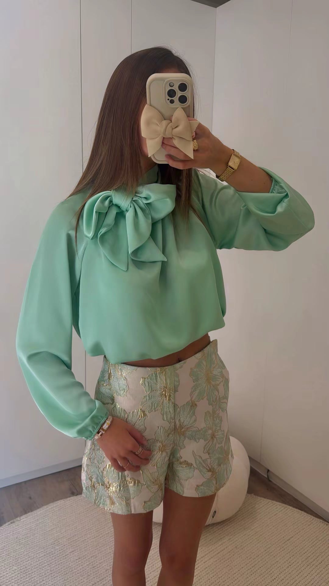 Chemise satinée vert